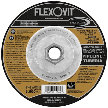 Flexovit DEPRESSED CENTER COMBINATION WHEEL A4330H